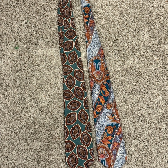 Dior Brown and Green Silk Ties Geometric Patterns Bundle (2) - Picture 1 of 5